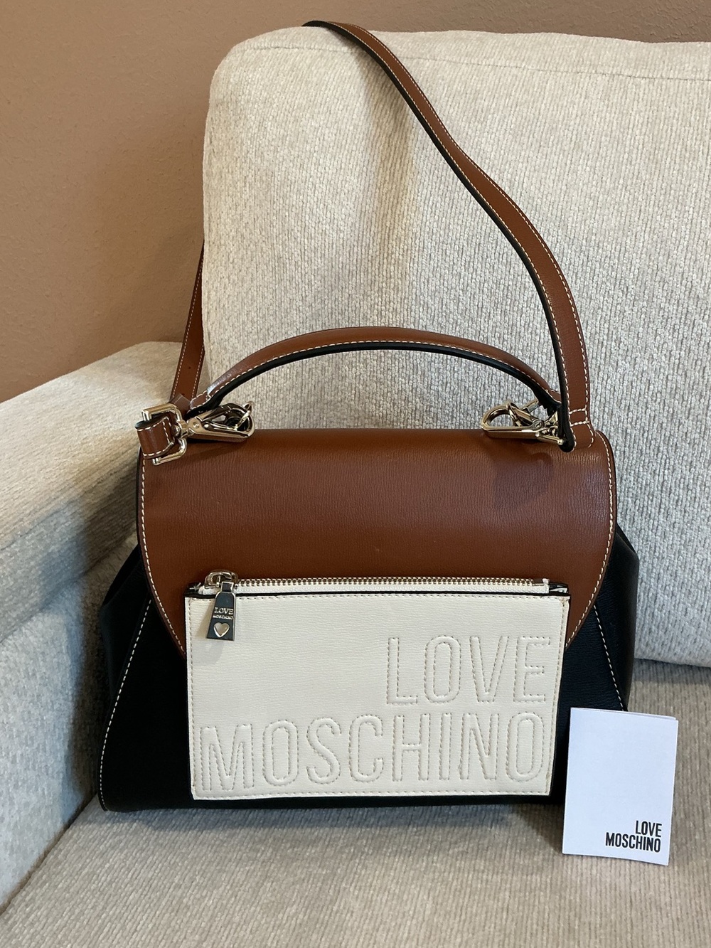 Love Moschino Tricolor Top-Handle Crossbody Satchel Bag - Excellent Condition